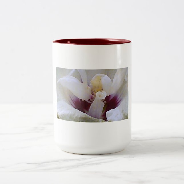 Vibrant Rose in Bloom Two-Tone Coffee Mug (Center)