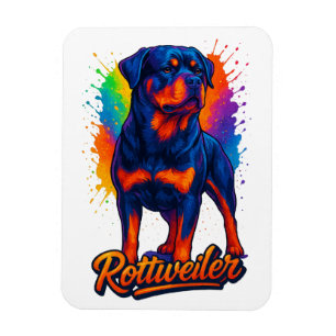 Vibrant Rottweiler Pop Art – Bold Neon Dog Magnet