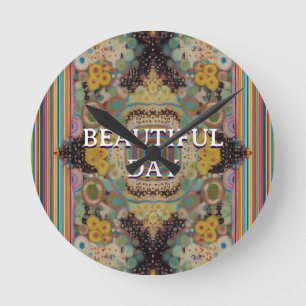 Vibrant Round Throw Art Pillow Round Clock