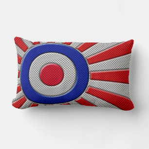 Vibrant Roundel Sunburst Design Carbon Fibre Style Lumbar Cushion