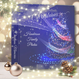 Vibrant Royal Blue Christmas Tree Photo 3 Ring Binder