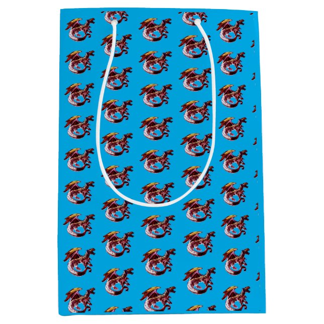 Vibrant Ruby Red Mythic Dragon Medium Gift Bag (Front)