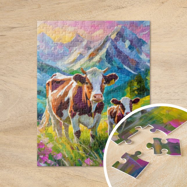 Vibrant Rural Landscape with Cows Jigsaw Puzzle (Creator Uploaded)