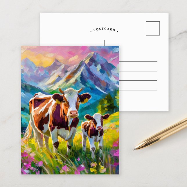 Vibrant Rural Landscape with Cows Postcard (Creator Uploaded)