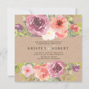 Vibrant Rustic Summer Floral Wedding Invitation