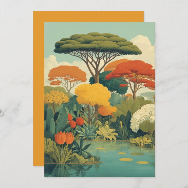 Vibrant Safari Jungle Scene Invitation (Front/Back)