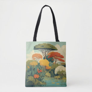 Vibrant Safari Jungle Scene Tote Bag
