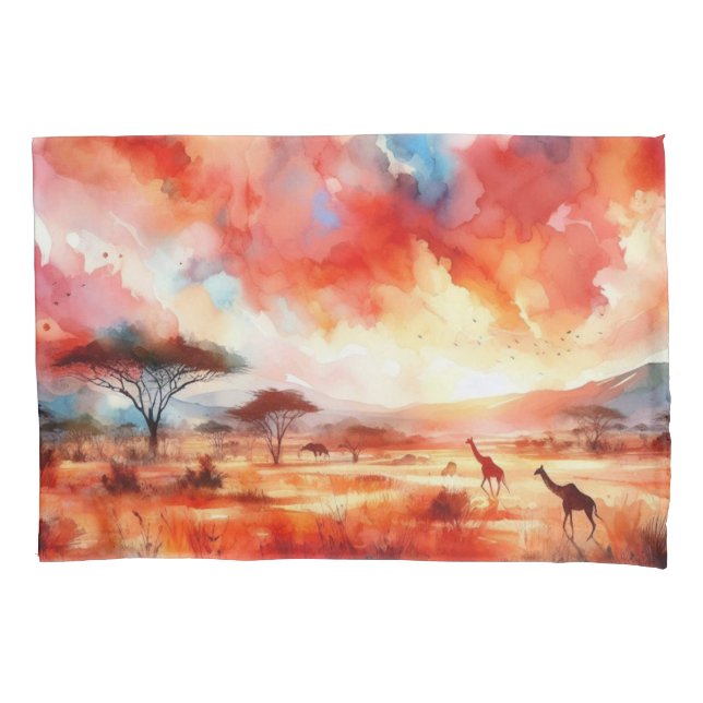Vibrant Safari Sunset Pillowcase (Front-Left)
