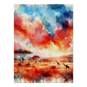 Vibrant Safari Sunset Poster