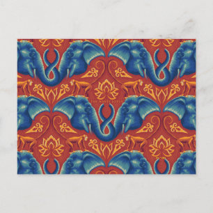 Vibrant Safari Tapestry Pattern - The White Lotus Postcard