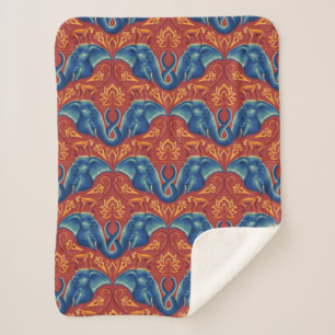 Vibrant Safari Tapestry Pattern - The White Lotus Sherpa Blanket