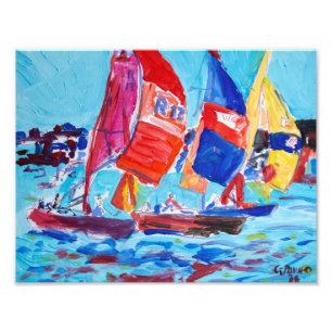 Vibrant Sailing Regatta Expressionist Photo Print