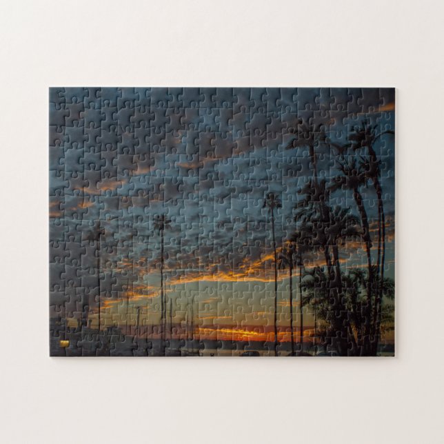 Vibrant San Diego Sunset with Palm Trees Jigsaw Puzzle (Horizontal)