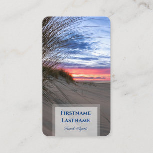 Vibrant sand dune beach sunset ocean travel agent business card