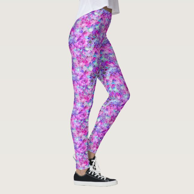 Vibrant Scales in Watercolor Mermaid Yoga Leggings (Right)