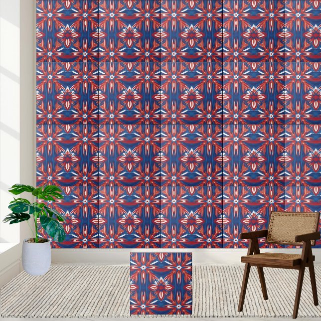 Vibrant Scandinavian Floral Tile Pattern (Vibrant Scandinavian Floral Tile Pattern)