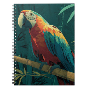 Vibrant Scarlet Macaw Jungle Illustration Notebook