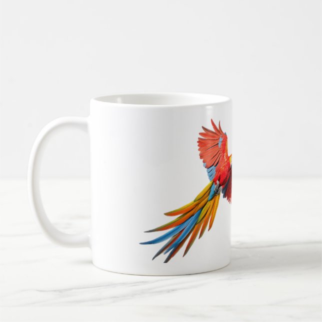 Vibrant Scarlet Macaw Parrot Coffee Mug (Left)