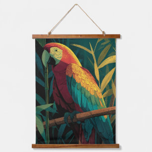 Vibrant Scarlet Macaw Tropical Jungle Art Hanging Tapestry