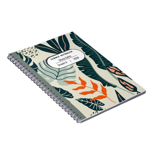 Vibrant Science in Orange and Green Notebook (Right Side)