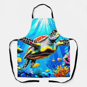 Vibrant Sea Turtle Dreamscape Apron