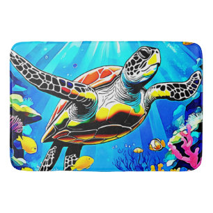 Vibrant Sea Turtle Dreamscape Bath Mat