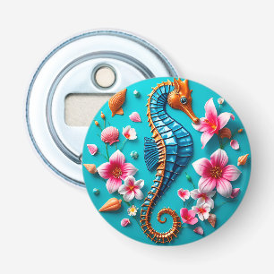 Vibrant Seahorse and Coral Reef Scene Bottle Opener
