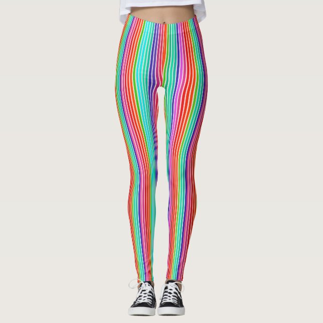 Vibrant Seamless Candy Stripes Leggings (Front)