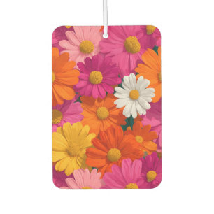 Vibrant Seamless Daisy Floral Pattern Car Air Freshener