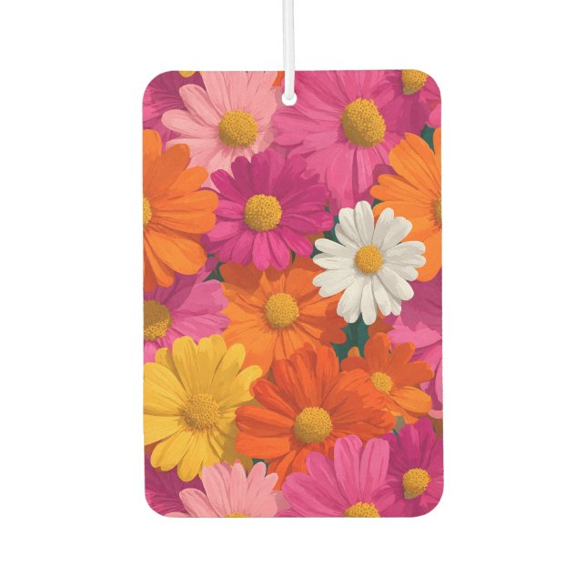 Vibrant Seamless Daisy Floral Pattern Car Air Freshener (Front)