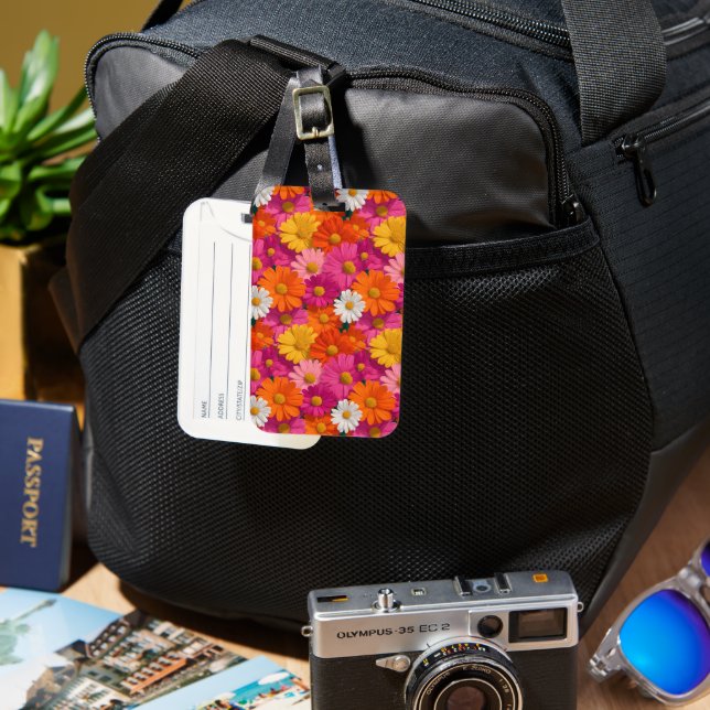 Vibrant Seamless Daisy Floral Pattern Luggage Tag (Front & Back)