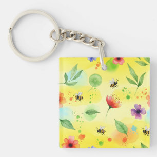 Vibrant seamless pattern key ring