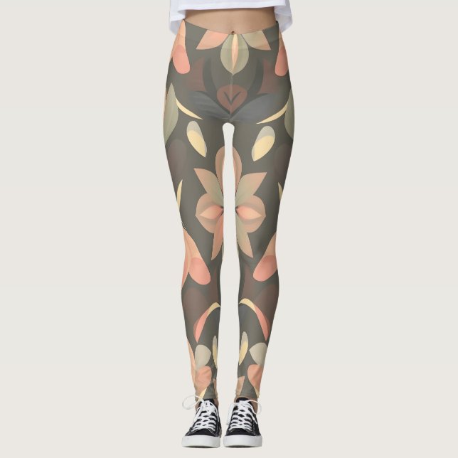 Vibrant Seamless Pattern Leggings - Elegant Organi (Front)