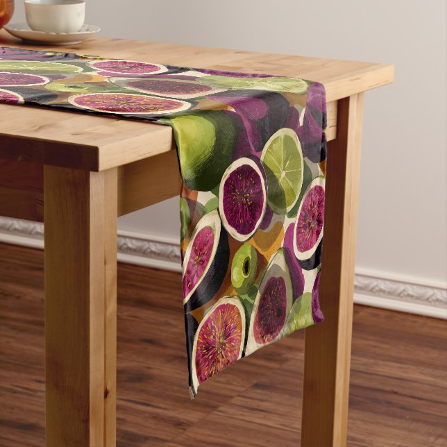 Vibrant Seamless Pattern of Sliced Figs and Limes Short Table Runner (In Situ)