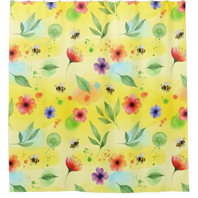 Vibrant seamless pattern shower curtain (Front)