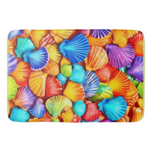 Vibrant Seashell Symphony Art Bath Mat