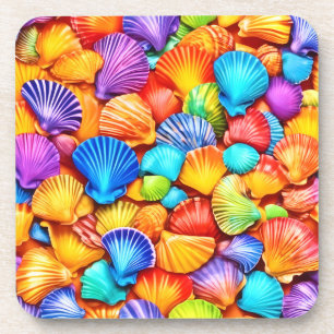 Vibrant Seashell Symphony Art Coaster