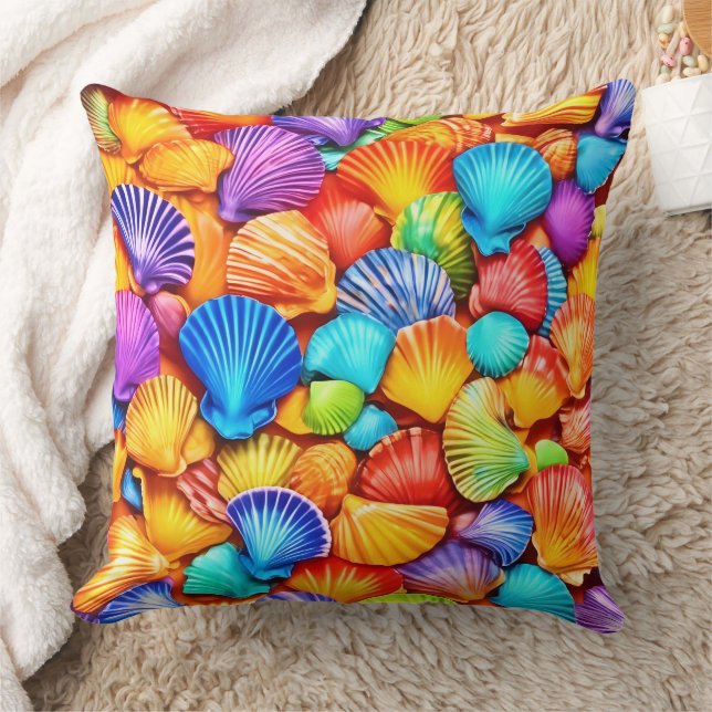 Vibrant Seashell Symphony Art Cushion (Blanket)