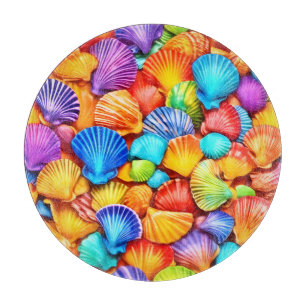 Vibrant Seashell Symphony Art Cutting Board