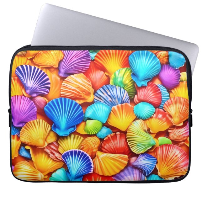 Vibrant Seashell Symphony Art Laptop Sleeve (Front)