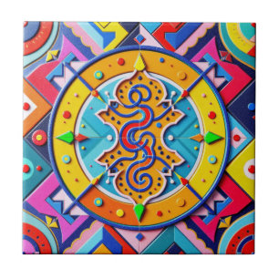 Vibrant Serpent Mosaic Ceramic Tile