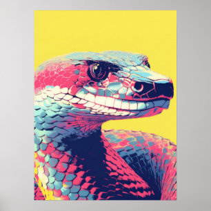 Vibrant Serpent: Pop Art Snake  Poster