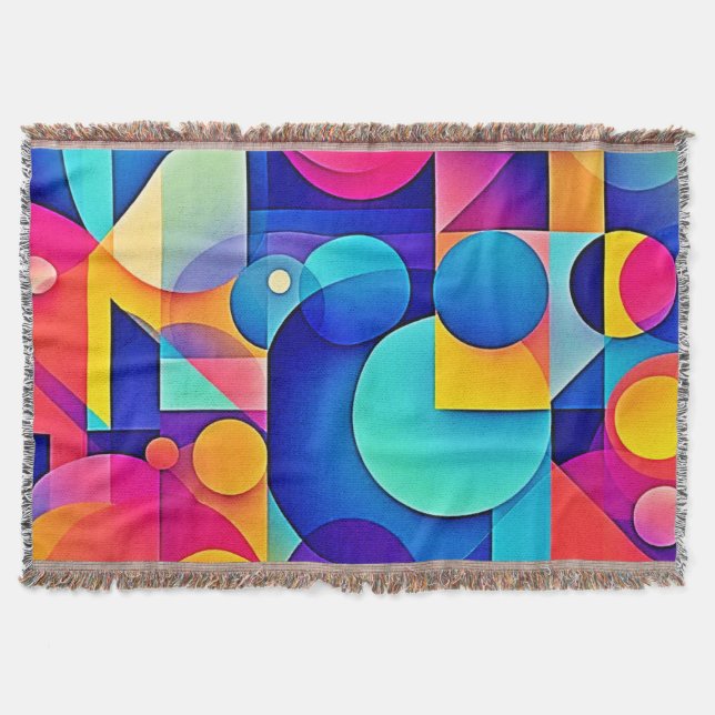 Vibrant Shape Play Throw Blanket (Front)