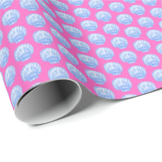 Vibrant Shells (Pink and Blue) Wrapping Paper