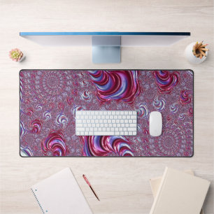 Vibrant Shiny Groovy Trippy Spiralling Fractal Art Desk Mat