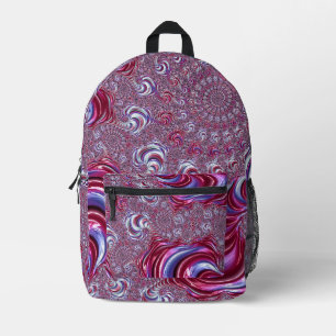 Vibrant Shiny Groovy Trippy Spiralling Fractal Art Printed Backpack