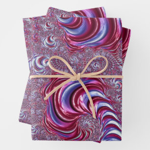 Vibrant Shiny Groovy Trippy Spiralling Fractal Art Wrapping Paper Sheet