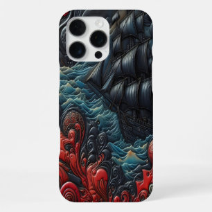 Vibrant Ship in Swirling Waves iPhone 16 Pro Max Case