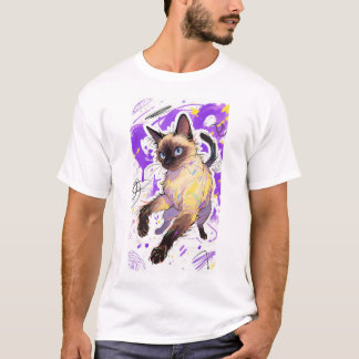 Vibrant Siamese Cat Graphic Men's T - Shirt