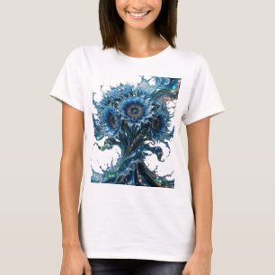 Vibrant Silver BLUE FLORAL EXPLOSION T-Shirt